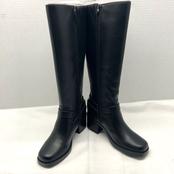 Marc Fisher Shoes - MARC FISHER Laile2 Block Heel Knee High Harness Motocycle Boots Brown SZ 9 NEW